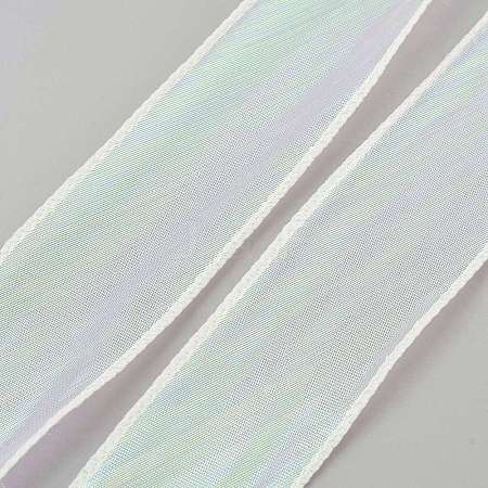 10 Yards Polyester Iridescent Lace Ribbon OCOR-WH20001-12A-1
