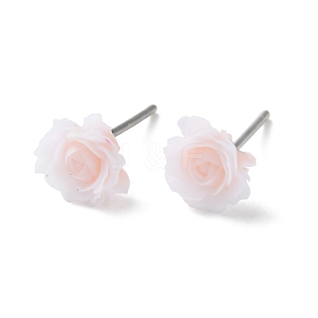 Resin Flower Stud Earrings EJEW-P296-17P-1