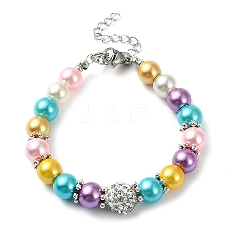 Glass Imitation Pearl Beaded Bracelets for Women BJEW-JB10033-02-1