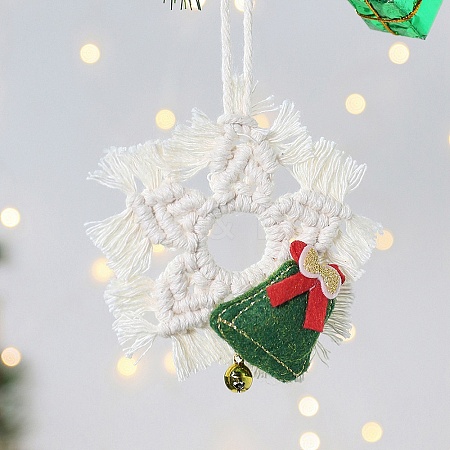 Christmas Theme Snowflake Knitting Pendant Decorations DIY-TAC0016-16-1