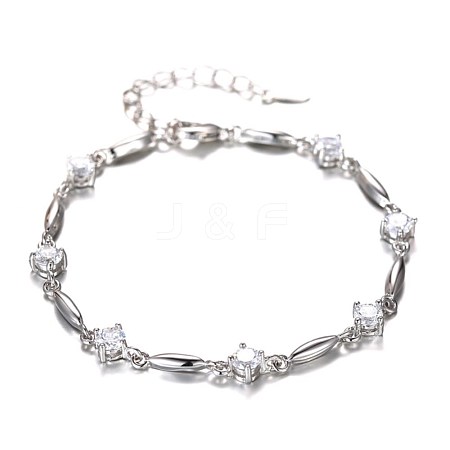 Sparkling Cubic Zirconia Bracelet for Girl Women BJEW-BB44909-B-1