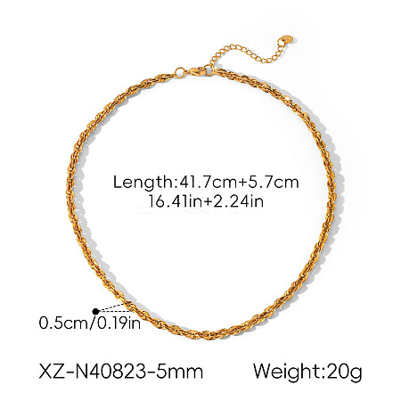 5MM 304 Stainless Steel Rope Chain Necklaces for Men Women WGB369D-02-1
