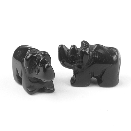 Natural Obsidian Carved Healing Rhinoceros Figurines PW-WG79874-07-1