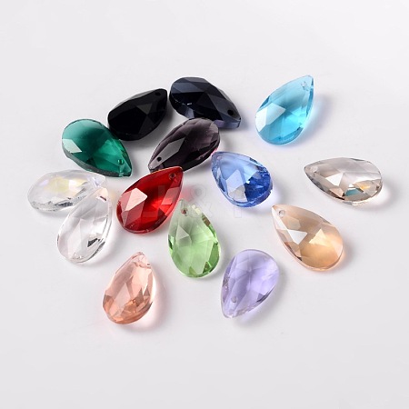 Faceted Teardrop Glass Pendants GLAA-O008-A-1