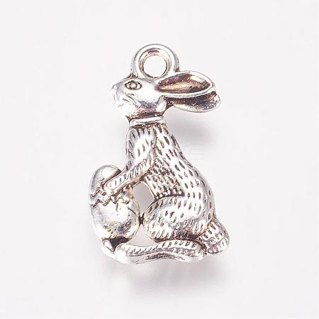 Tibetan Style Alloy Bunny Pendants TIBEP-E150-06AS-1