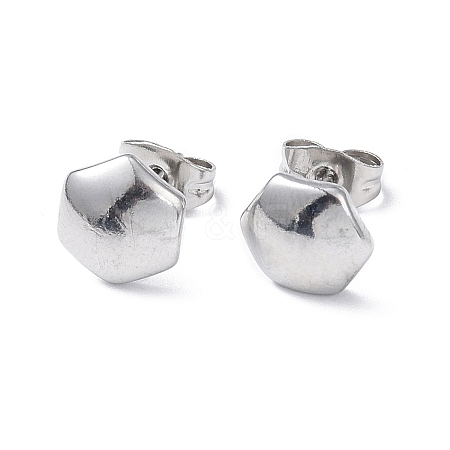 Non-Tarnish 304 Stainless Steel Hexagon Stud Earrings for Women LS-EJEW-I285-04A-P-1