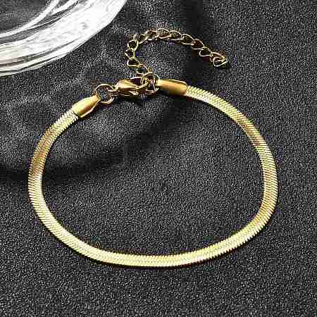 304 Stainless Steel Herringbone Chains Bracelet for Men Women BJEW-D450-01G-01-1