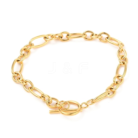 Unisex PVD Vacuum Plating 304 Stainless Steel Figaro Chain Bracelets BJEW-H541-06A-G-1