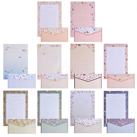 10 Sets 10 Colors Paper Envelopes & Letter Papers DIY-SZ0003-73-1