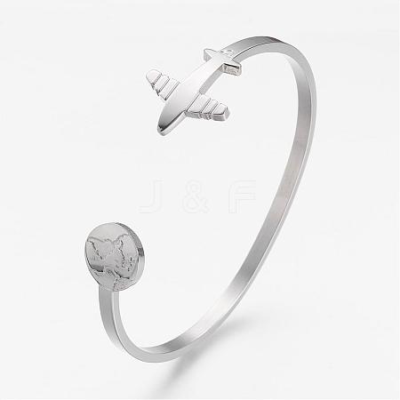 Tarnish Resistant 304 Stainless Steel Cuff Bangles BJEW-N0028-02P-1