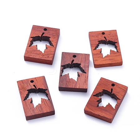 Autumn Theme Natural Sandalwood Pendants WOOD-F009-01-1