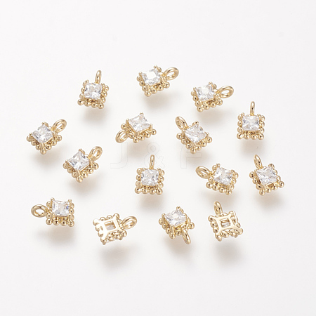 Brass Cubic Zirconia Pendants KK-T014-67G-1