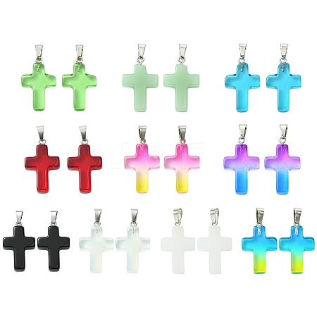 10Pcs 10 Colors Glass Pendant GLAA-FS0001-83-1