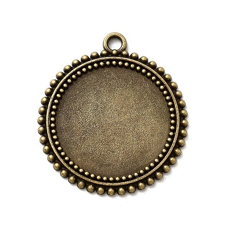 Tibetan Style Flat Round Alloy Pendant Cabochon Settings X-TIBEP-Q045-031AB-NR-1
