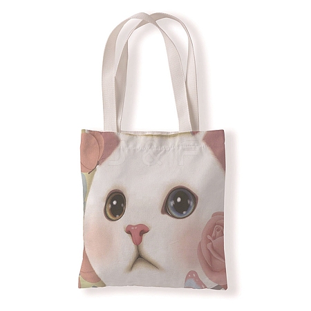 Cat Pattern Canvas Women's Tote Bags PW-WGA189E-13-1