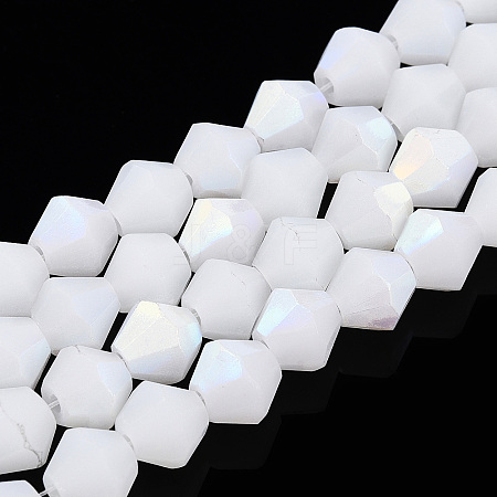 Imitation Jade Bicone Frosted Glass Bead Strands LS-EGLA-A039-J6mm-MB06-1