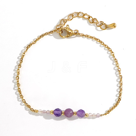 Bohemian Style Natrual Amethyst Beads Link Bracelets NZ3920-1-1