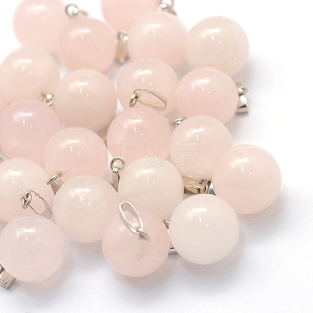 Round Natural Rose Quartz Pendants X-G-Q434-02-1