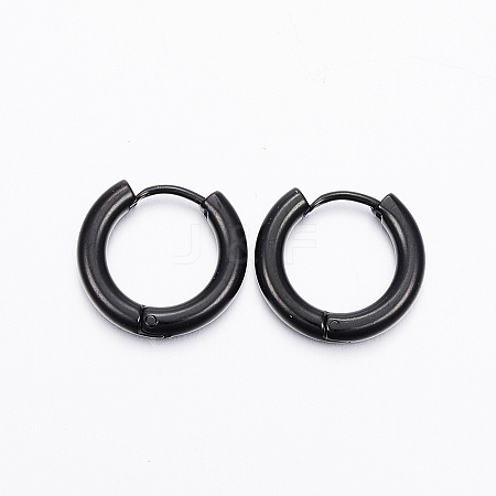304 Stainless Steel Huggie Hoop Earrings LS-EJEW-F111-16mm-B-1
