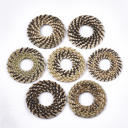 Handmade Reed Cane/Rattan Woven Linking Rings WOVE-T006-083-1