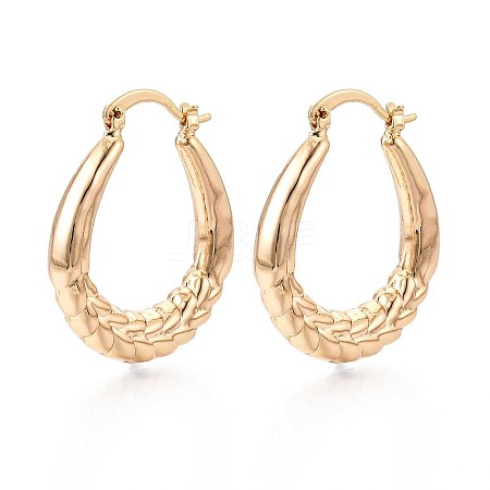 U-Shaped Brass Hoop Earrings EJEW-T047-105G-1