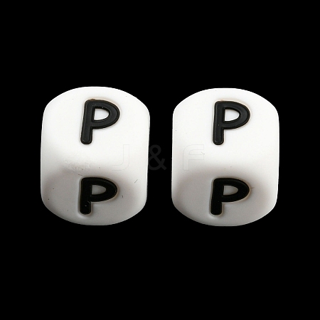 20Pcs White Cube Letter Silicone Beads 12x12x12mm Square Dice Alphabet Beads with 2mm Hole Spacer Loose Letter Beads for Bracelet Necklace Jewelry Making JX432P-1