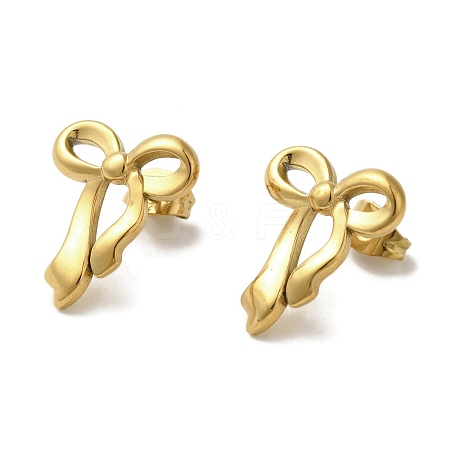 Ion Plating(IP) 304 Stainless Steel Bowknot Stud Earrings for Women EJEW-Z066-13G-1