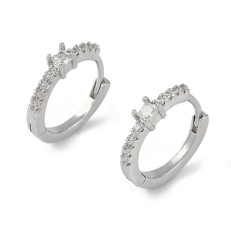 Clear Cubic Zirconia Hoop Earrings EJEW-L292-005P-1