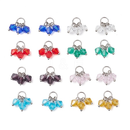 16Pcs Glass Pendants PALLOY-JF03189-1