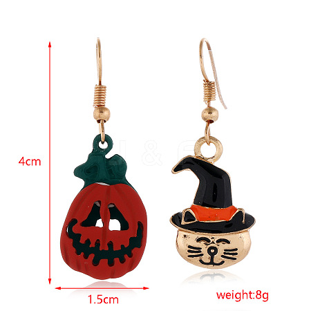 Halloween Theme Alloy Enamel Dangle Earrings FS-WG50C46-12-1
