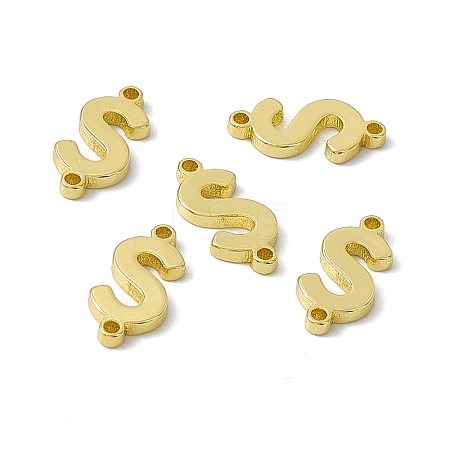 Rack Plating Brass Letter Connector Charms KK-C007-38G-S-1