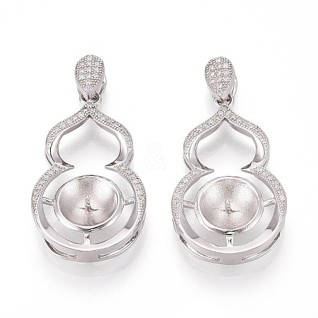 925 Sterling Silver Micro Pave Cubic Zirconia Peg Bail Pendants STER-N016-50P-1