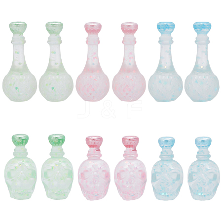 Olycraft 48Pcs 6 Styles Dummy Bottle Transparent Resin Cabochon RESI-OC0001-49-1