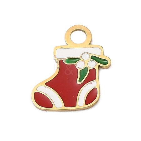 Christmas 304 Stainless Steel Enamel Charms LS-STAS-I356-02G-04-1