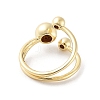 Round Ball Brass Open Cuff Rings for Women RJEW-D017-01G-3