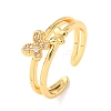 Brass Micro Pave Cubic Zirconia Cuff Open Rings for Women RJEW-F217-04G-2