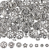 SUNNYCLUE 160Pcs 8 Style Tibetan Style Alloy Flower Bead Caps FIND-SC0008-74-1