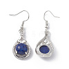 Natural Dyed Lapis Lazuli Teardrop Dangle Earrings with Crystal Rhinestone EJEW-A092-02P-10-3