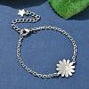 304 Stainless Steel Daisy Link Bracelets BJEW-F500-01P-1