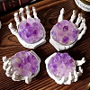 Halloween Theme Natural Amethyst Cluster on Resin Skeleton Hand PW-WG84B0A-01-3