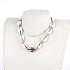 Adjustable Cowrie Shell and Synthetic Turquoise Beaded Necklaces NJEW-JN02300-02-4