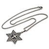 304 Stainless Steel Star of David with Cross Pendant Necklaces NJEW-S007-07P-3