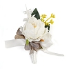 CRASPIRE 2Pcs 2 Style Silk Cloth Rose Flower Boutonniere Brooch & Wrist Corsage AJEW-CP0001-53-2