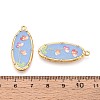 Printed Style 304 Stainless Steel Oval with Flower Pattern Pendants STAS-T071-27C-G-3