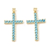 Brass Micro Pave Sky Blue Cubic Zirconia Pendants CU-CBA9CBD-01G-1