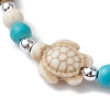 Starfish & Tortoise Synthetic Turquoise Braided Bead Anklets AJEW-AN00564-01-3