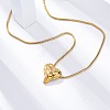 304 Stainless Steel Textured Heart Pendant Snake Chain Necklaces NJEW-U026-11G-2