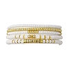 5Pcs 5 Style Polymer Clay Disc & Synthetic Hematite & Seed Beaded Stretch Bracelets Set BJEW-JB09685-01-1