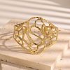 304 Stainless Steel Hollow Leaf Wide Open Cuff Bangles for Women WG4B663-01-3
