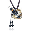 Baroque Style Heart Handmade Lampwork Perfume Essence Bottle Pendant Necklace PW-WG87634-03-1